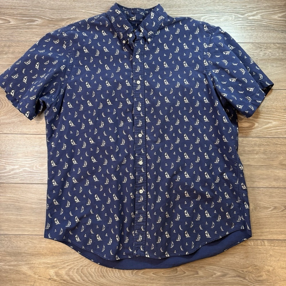 Ralph Lauren XL Nautical Sailboat Shirt Blue‎ Coastal Preppy Button Down Men's